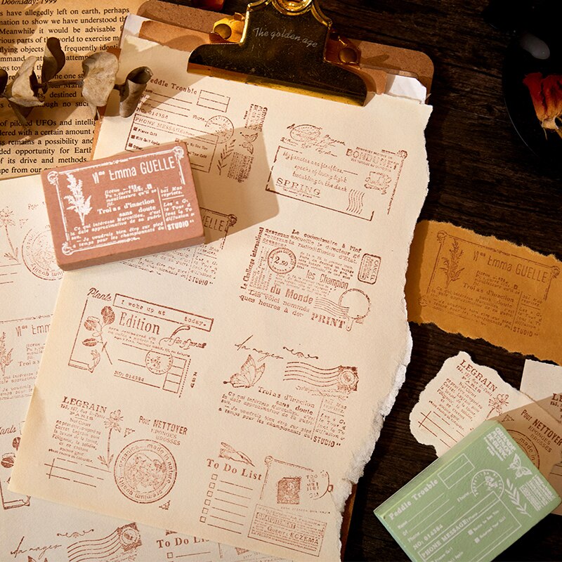 Timbres-poste anglais rétro en bois, arrière-plan pour Scrapbooking, carte faite à la main, bricolage, artisanat pour Album Photo