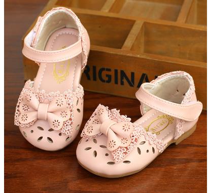 Baby Sandalen Mädchen Baby Sommer 0-1-3 Jahre rutschfeste Weiche Untere Mädchen Prinzessin Schuhe Kleinkind schuhe Bowtie Aushöhlen Sandalen: Rosa / 5,5