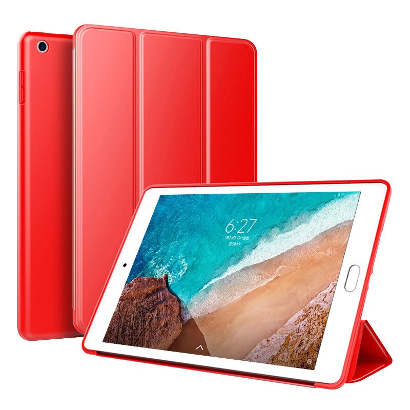 For Xiaomi Mi Pad 4 8.0 10.1 Case Ultra Thin Stand Silicone Soft Smart Cover for Xiaomi MiPad 4 Plus 10.1 Tablet Case + FilmPen: red / Mipad 4 8