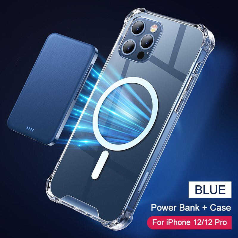 YKZ Wireless Charger Power Bank 4000mAh Portable Ultra-thin Wireless Charging MagSafe Mini Powerbank for iPhone 12 Samsung S10 9: Blue for 12 12Pro