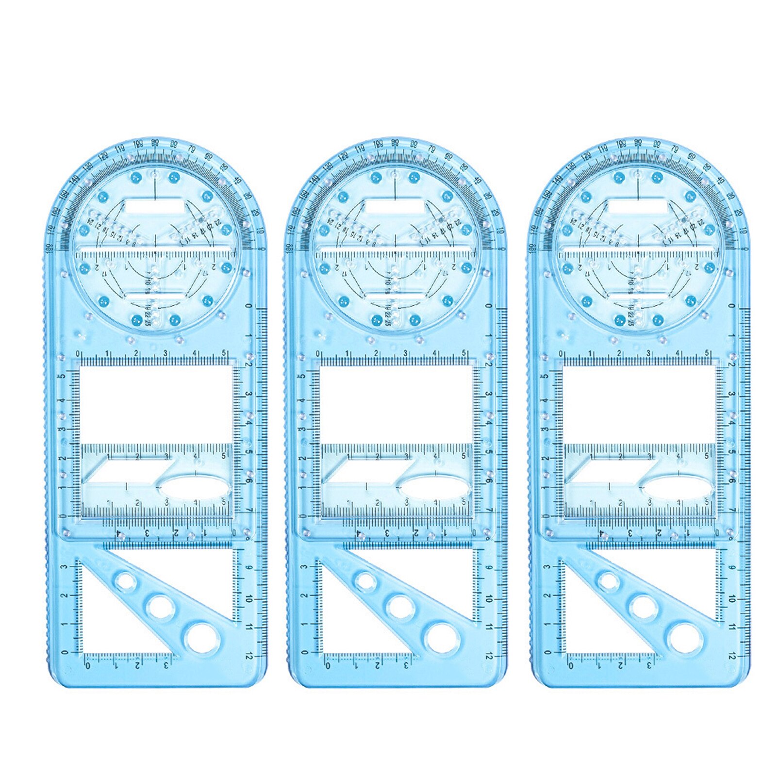 1pc Geometric Ruler Drawing Template Art Construction Architect Stereo Geometry Circle Drafting Measuring Scale Ruler: M