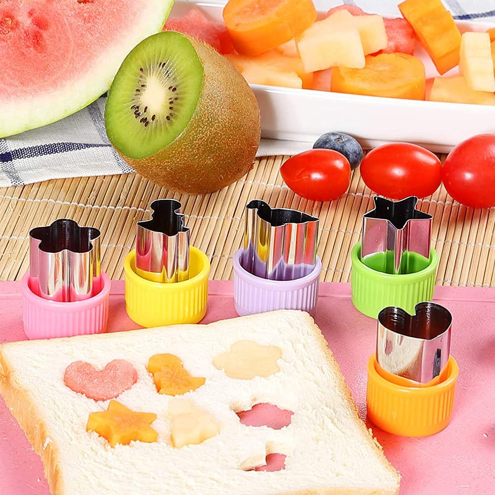 Mini cortadores de frutas y verduras de animales, juego de formas para niños, DIY, bonito cortador de galletas, comida, pan, fabricante de sellos, molde