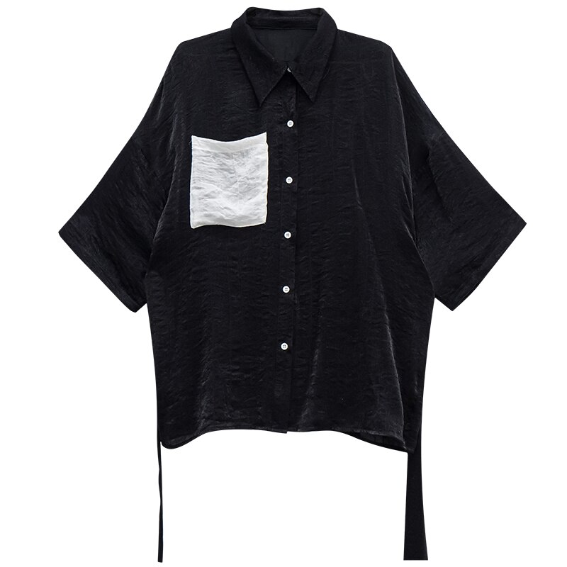 Blusa Irregular de mujer XITAO, nueva de mujer, pecho único , ventilador de diosa de verano, camisa suelta estilo Casual DZL1149: black DZL1149 / S