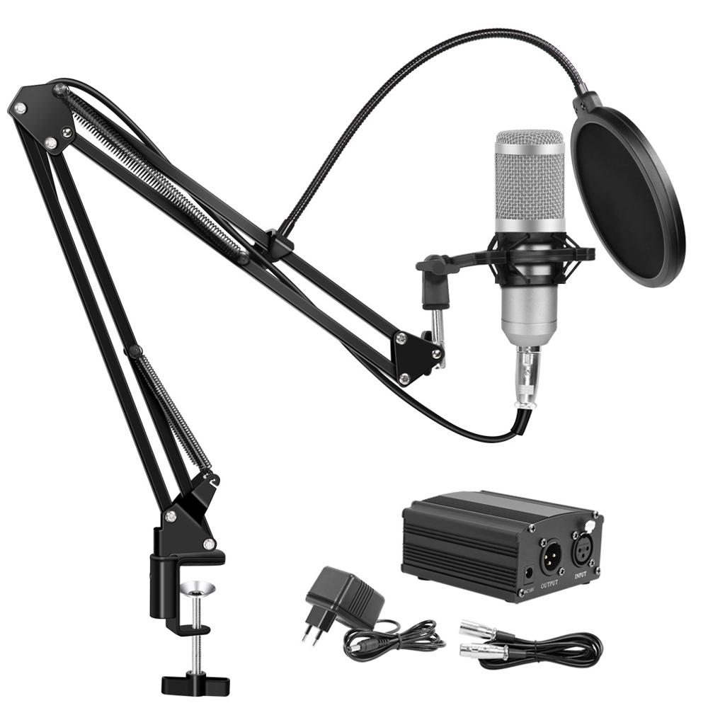 Professionele Bm 800 Microfoon Kits Bm800 Condensator Microfoon Bundel Lange Arm Stand Karaoke Microfono Filter Fantoomvoeding