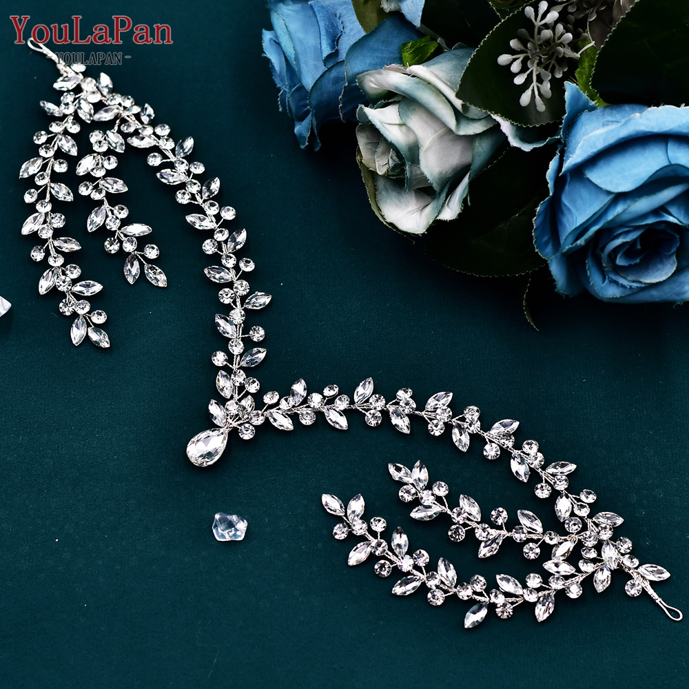 YouLaPan, diadema para la frente de la novia, tocados brillantes con diamantes de imitación para boda, mujer, de graduación, accesorios de joyería para la cabeza HP599: Color amarillo dorado claro