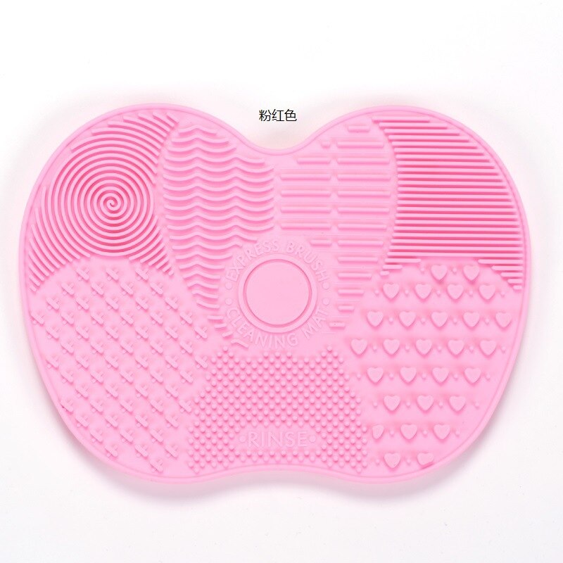 Praktische siliconen wasmat make-up kwast schuurspons make-up kwast reinigingsmat siliconen klein nummer appel pad: Roze