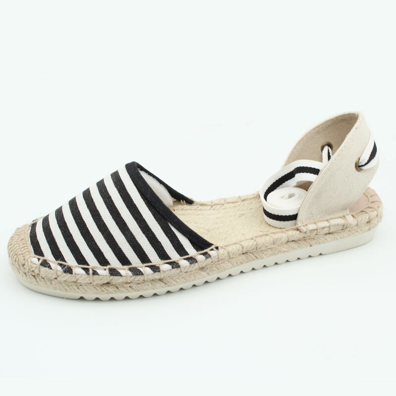 Zapatos de plataforma con cordones y tacón plano para mujer: Black and white stri / 40
