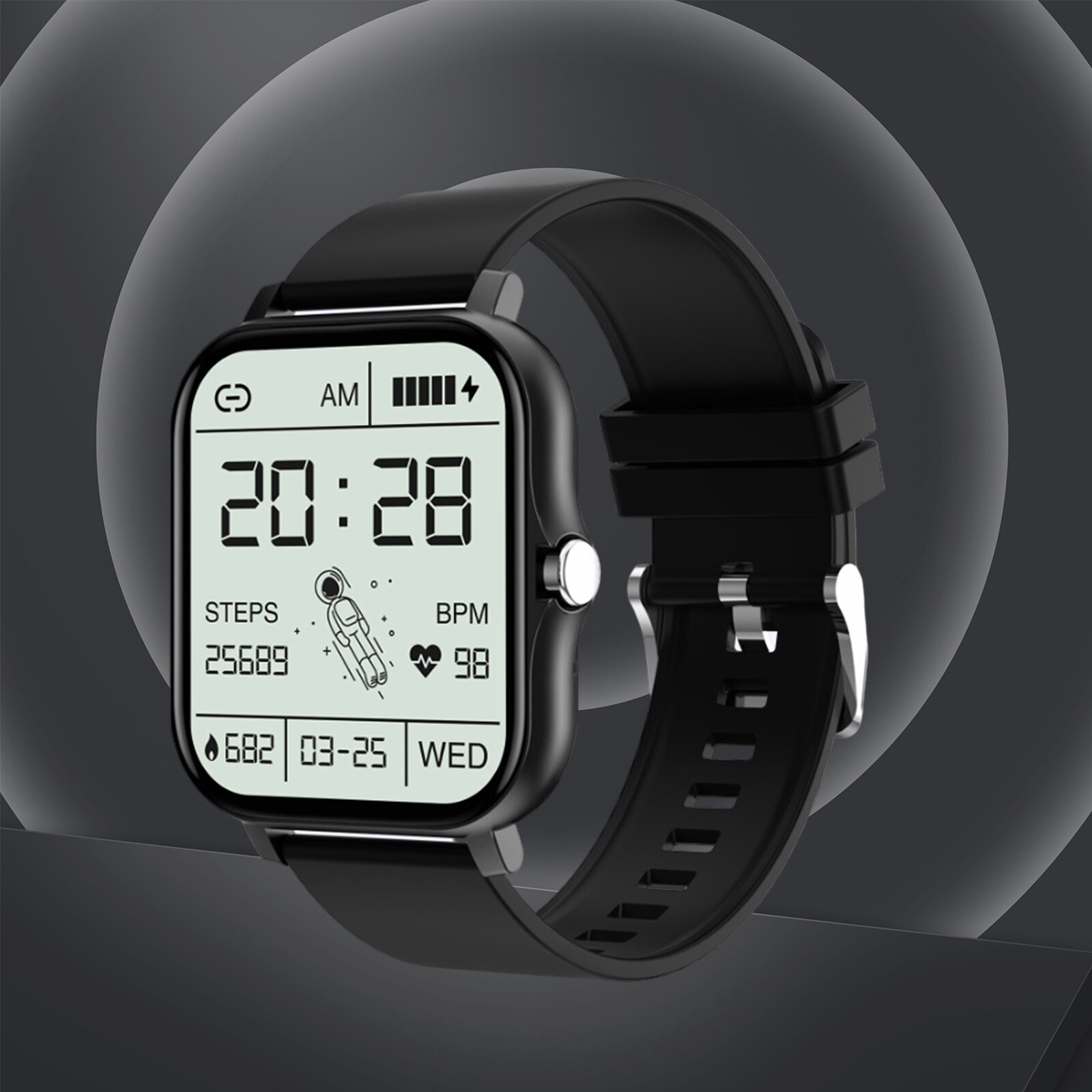 1.69 &quot;Clever Uhr Smartwatch Sport Fitness Tracker IP67 für IPhone/Android: Schwarz