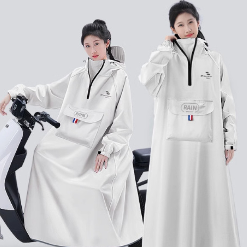 Female Cycling Raincoat Long Body Rainproof Men Adult One-piece Oxford Cloth Student Motorcycle Poncho Electric Car Raincoat: XL / Red