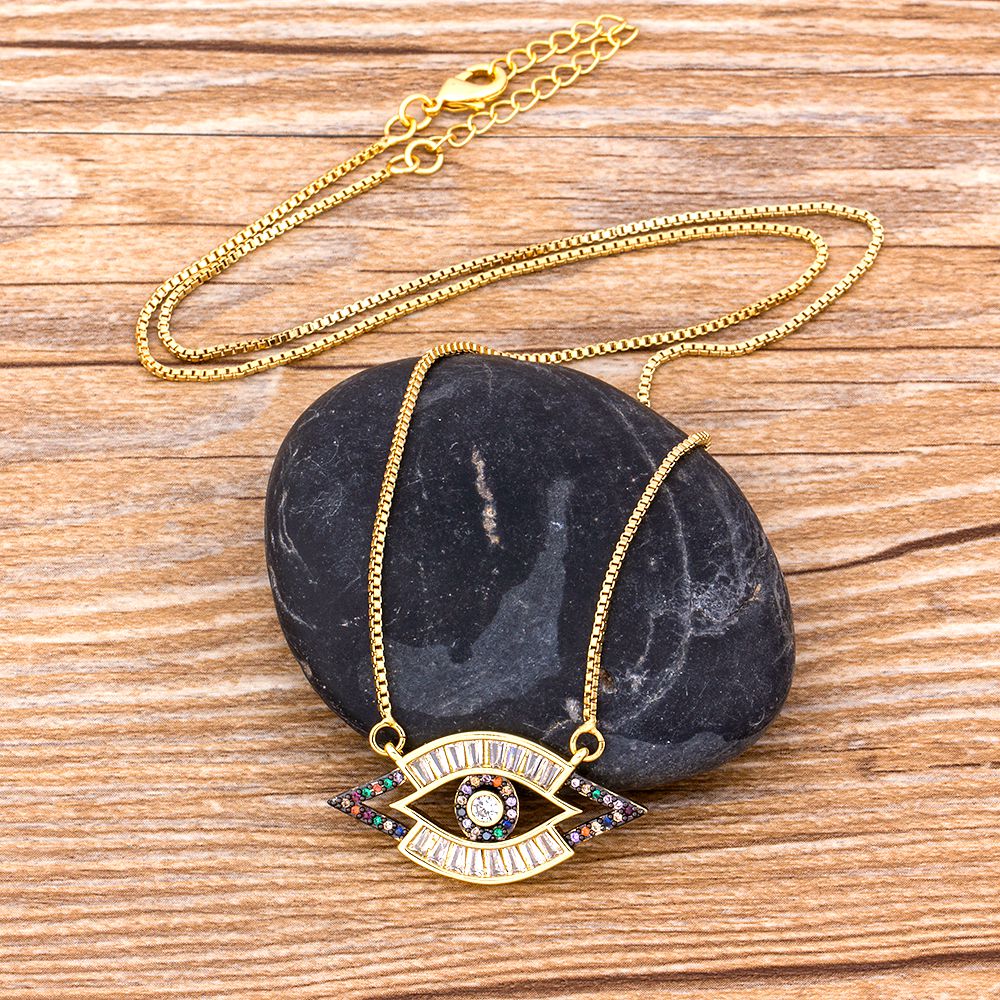 Classic Kubieke Koperen Zirconia Micro Pave Cz Stone Evil Eye Ketting Turkse Amulet Kettingen Voor Vrouwen Mannen Bescherming Sieraden
