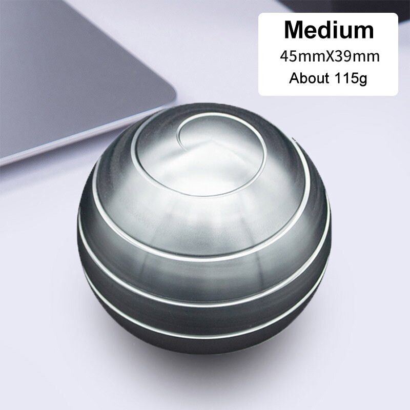 38/45/54mm Mini Desktop Stress Relief Toy Revolving Decompression Ball Desk Office Decor Art Toy Rotary Tabletop Ball for Kids: M Silver