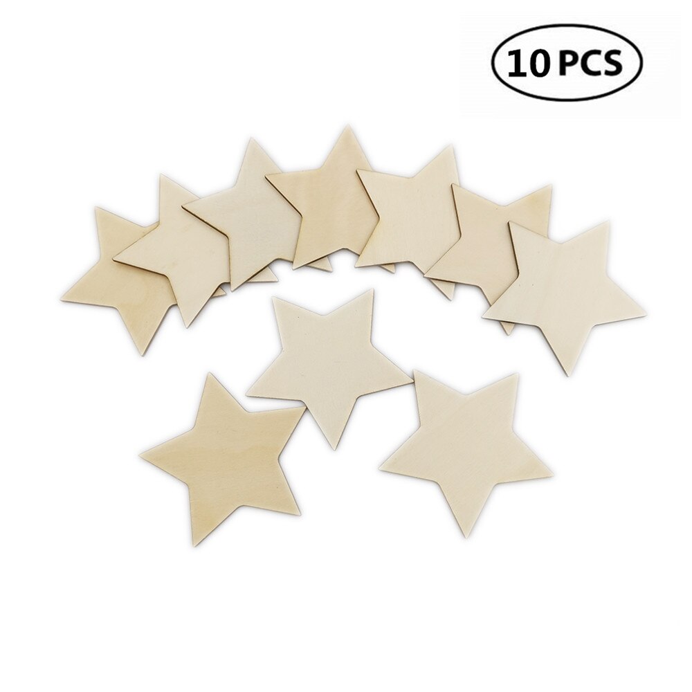 10pcs 80mm Wood Slices Wooden Stars Wood Star Slices Star Embellishments Wedding Crafts Making