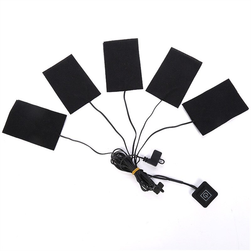 USB Opgeladen 5 Pads Kleding Verwarming Pad 5V Carbon Fiber Heater Elektrische Verwarming Vel Winter Warmer Pad Vest Jas waterdicht