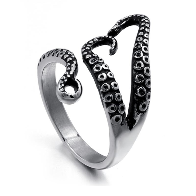 Vnox Vintage Octopus Tentacle Zee Monster Ring voor Mannen Stijlvolle Punk Rvs Maat 9 10 11 12