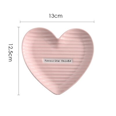 Plato de porcelana con forma de corazón, plato de cerámica para joyería, plato para pastel, postre, aperitivo, bandeja decorativa, decoración de mesa, juego de vajilla: Pequeña rosa