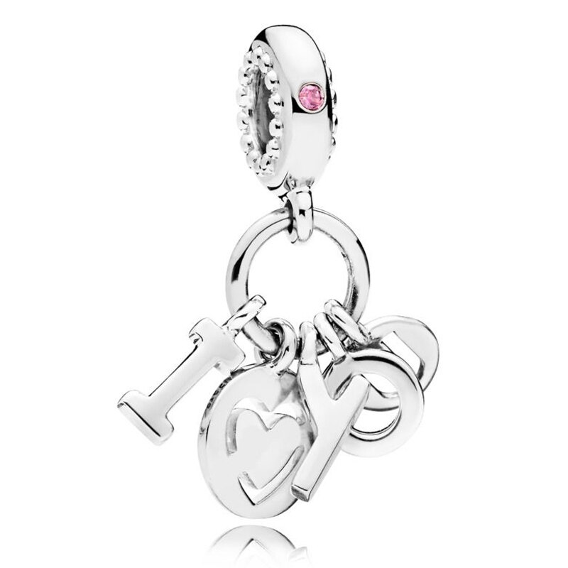 Pandora York podkreśla potrójny Monogram pióro duchowość wisiorek koraliki 925 srebro Charms Fit bransoletka DIY biżuteria: P-D-1858