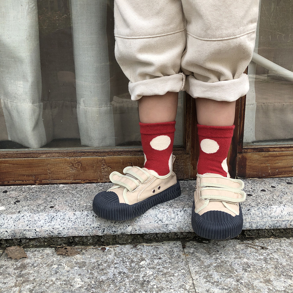 Chaussettes à pois colorées pour filles, chaussettes de sport pour enfants, chaussettes de sol en coton pour enfants, de noël