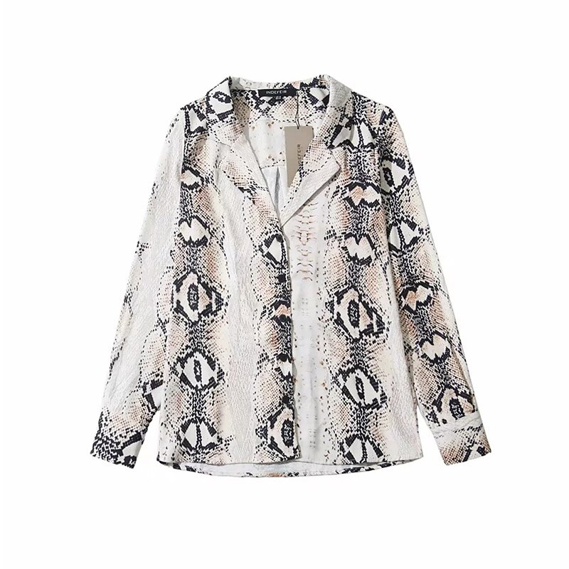 Aecu 11 ormskinn långärmade skjortor kvinnor ormtryck blus grunge t-shirt femme high street dam toppar och blusar