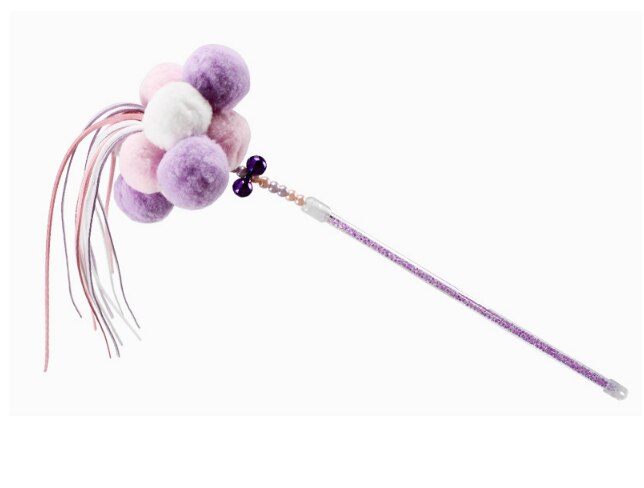 Jouet de chat amusant et pompon en plumes fait à la main, bâton de chat amusant, Douyou ou adulte, bâton de chat: VIOLET