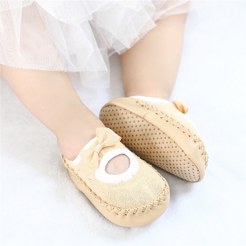 Lente Zomer Antislip Lederen Bodem Baby Schoenen Kinderen Floor Sokken Boog 0-3 Jaar Oud Meisje sokken Baby Care
