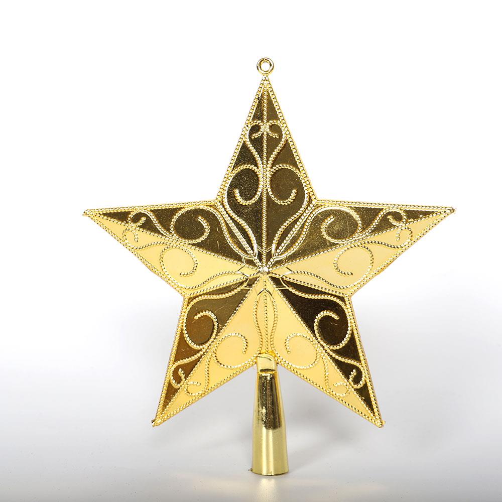 Stjerne træ top indretning pvc gylden/sølv smuk glitrende stor shimmer ornament julefest festival jul