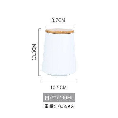 Tarro sellado de cerámica nórdico con tapa, recipientes de almacenamiento de granos variados de cocina, frasco de almacenamiento de alimentos, organizador de café y té: white-m