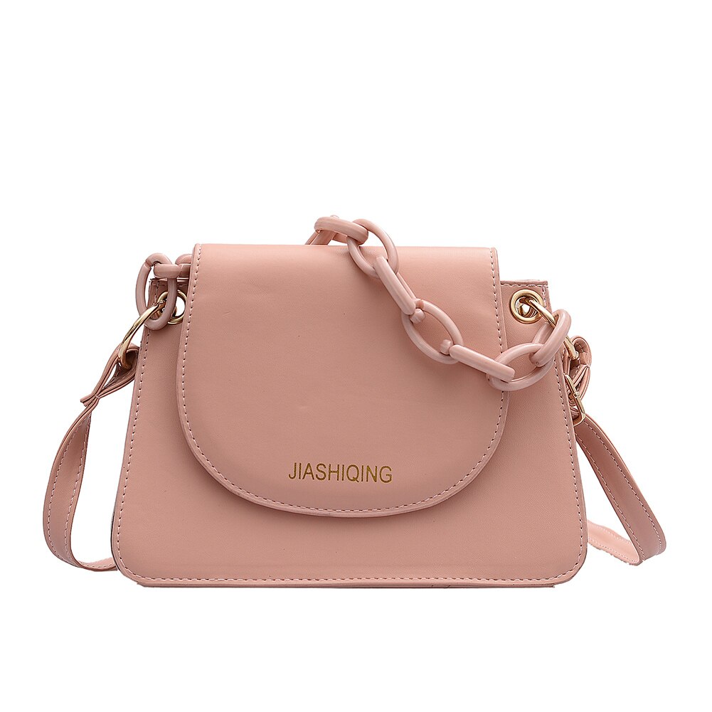 Women Vintage Casual Shoulder Messenger Bag Female PU Leather Solid Crossbody Handbags Shoulder Travel Purse: Pink