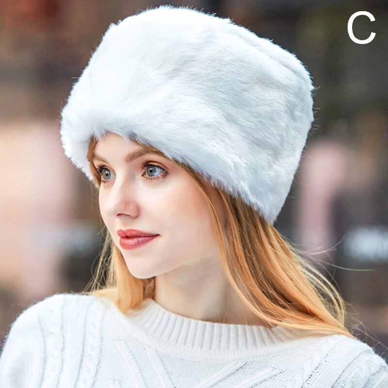 Moda Rrabbit Faux futro kozak styl rosyjski kobiety zimowe miękkie czapki narciarskie ciepłe okrągłe płaskie czapki kobiece nakrycia głowy: 03