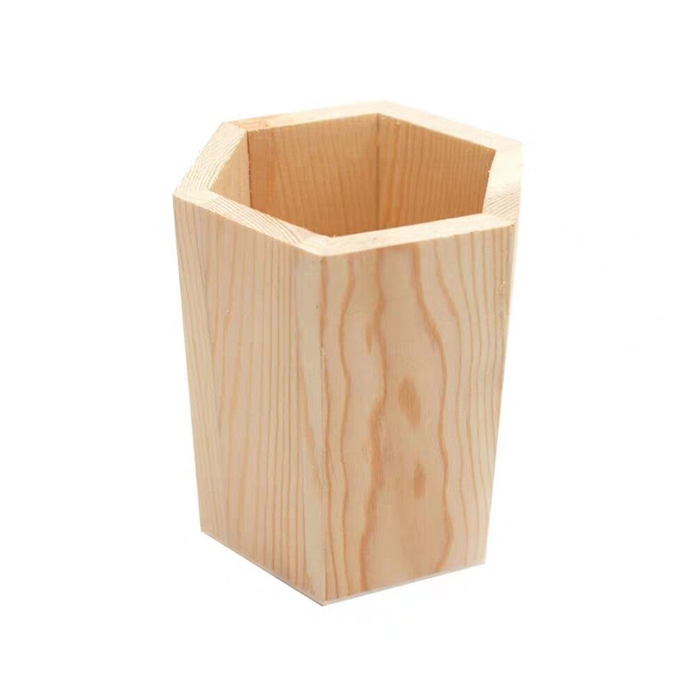 Round Wooden Wood Desktop Desk Organizer Accessories Pen Pencil stand Holder Storage Case Office Organizer School Supplies: 3