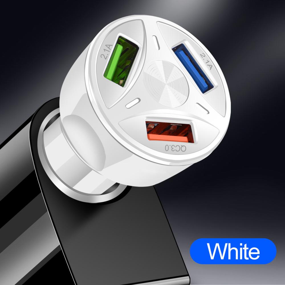 QC3.0 3 Port Usb Car Charger Quick Charge 3.0 2.0 Telefoon Auto-Oplader Adapter Voor Iphone 11 Samsung S8 s9 S10 Xiaomi Redmi In Auto: 3 USB Ports White