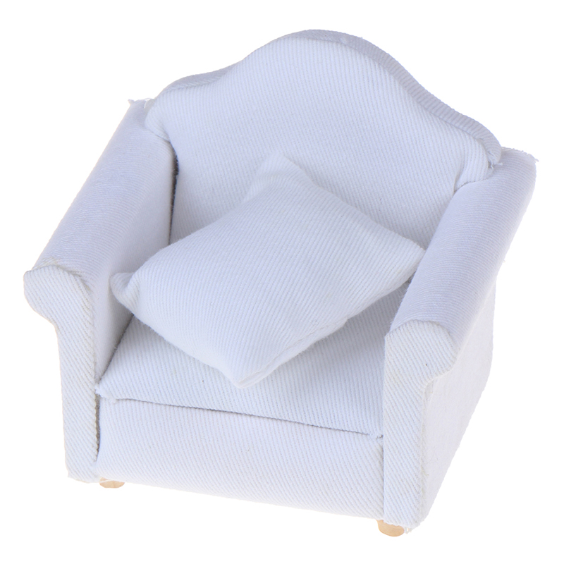 1/12 Dollhouse White Sofa with Back Cushion Mini Sofa Chair Furniture Model Toys for Doll House Decoration Miniature Accessories