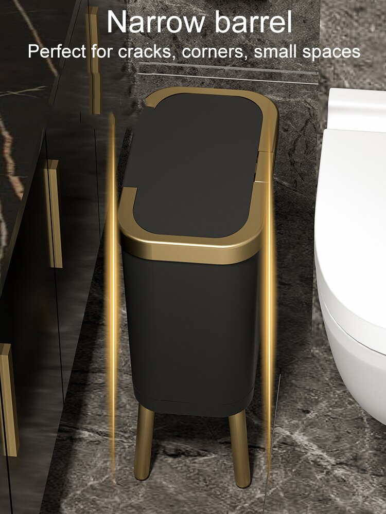 Poubelle de luxe dorée pour cuisine, poubelle créative de grande hauteur pour salle de bains