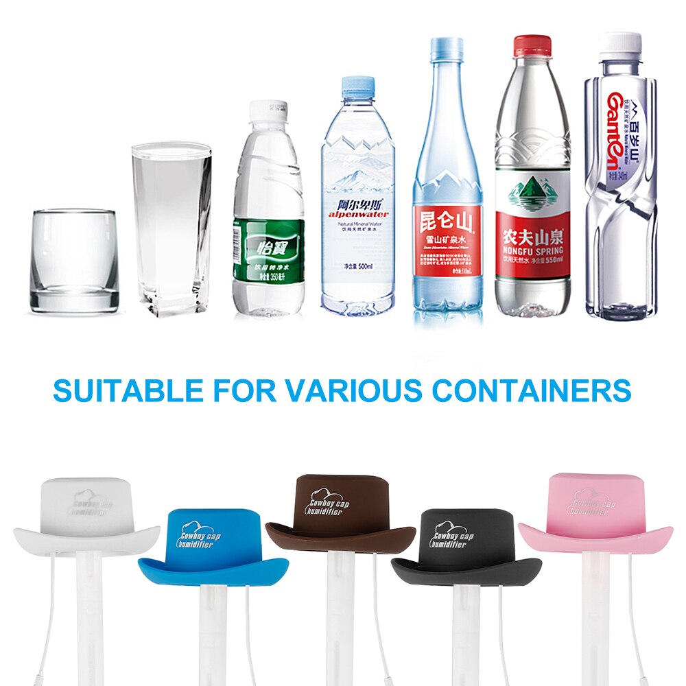 Mini Portable Car USB Humidifier Cowboy Hat Small Bottle Cap Universal Auto Atomizer