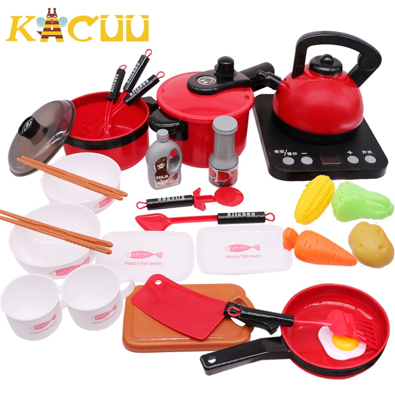 10-44Pieces Children Kitchen Toy Set Cookware Pot Pan Kids Pretend Cook Play Toy Simulation Kitchen Utensils Toys Children