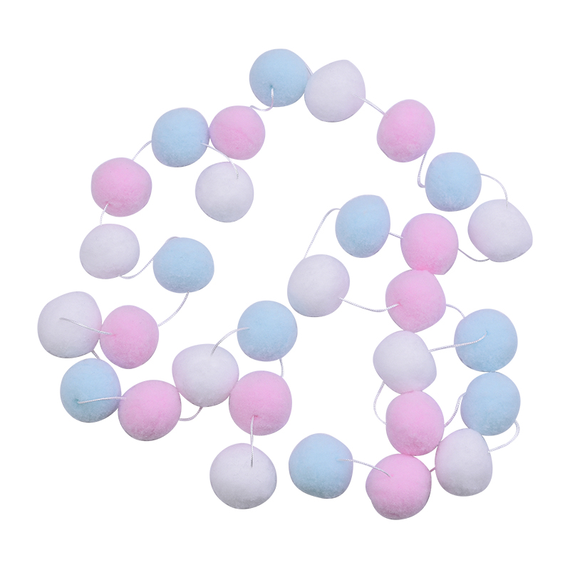 Guirlande murale avec pompon de 3cm 2.5M, décoration murale de 3cm, suspendue de Style nordique, pour chambre de bébé ou chambre d'enfant, pour la maison, de mariage: B04