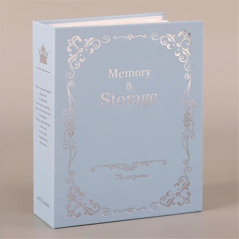 6- tommers fotoalbum med 100 lommer, bildeoppbevaring, scrapbooking-etui, fotoalbumramme, hjemmeminne: Blå