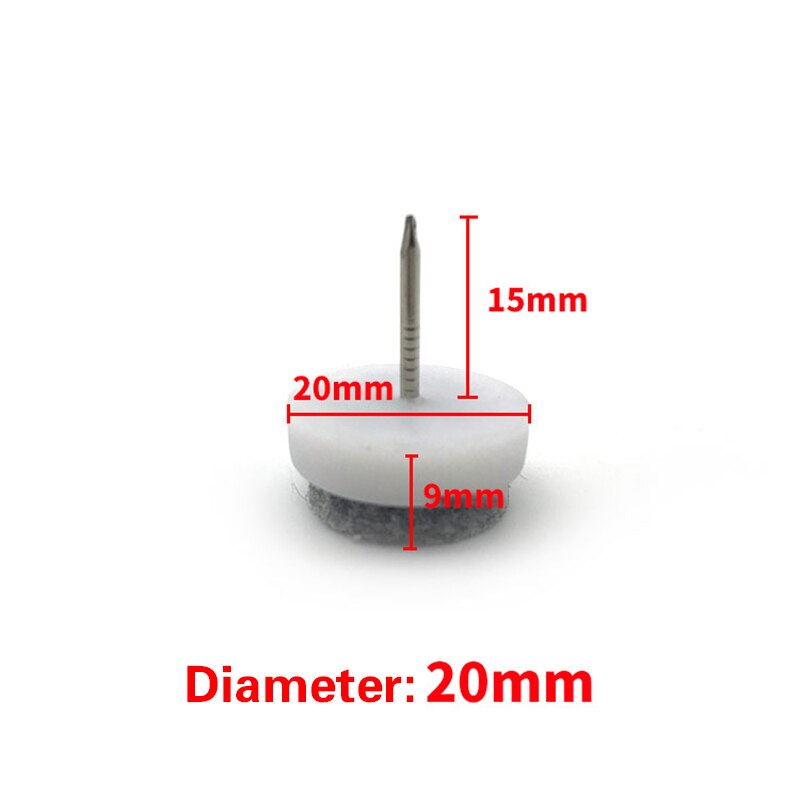 30Pcs Stoel Tafel Meubilair Been Bodem Voeten Nail Protectors Antislip Houten Vloer Protector Vilt Mat Pad nail: 20mm White