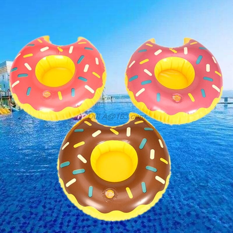 Cute Do-nut Cup Inflatable Holder Floating Coaster Pool Drink Water Toy Beach Party