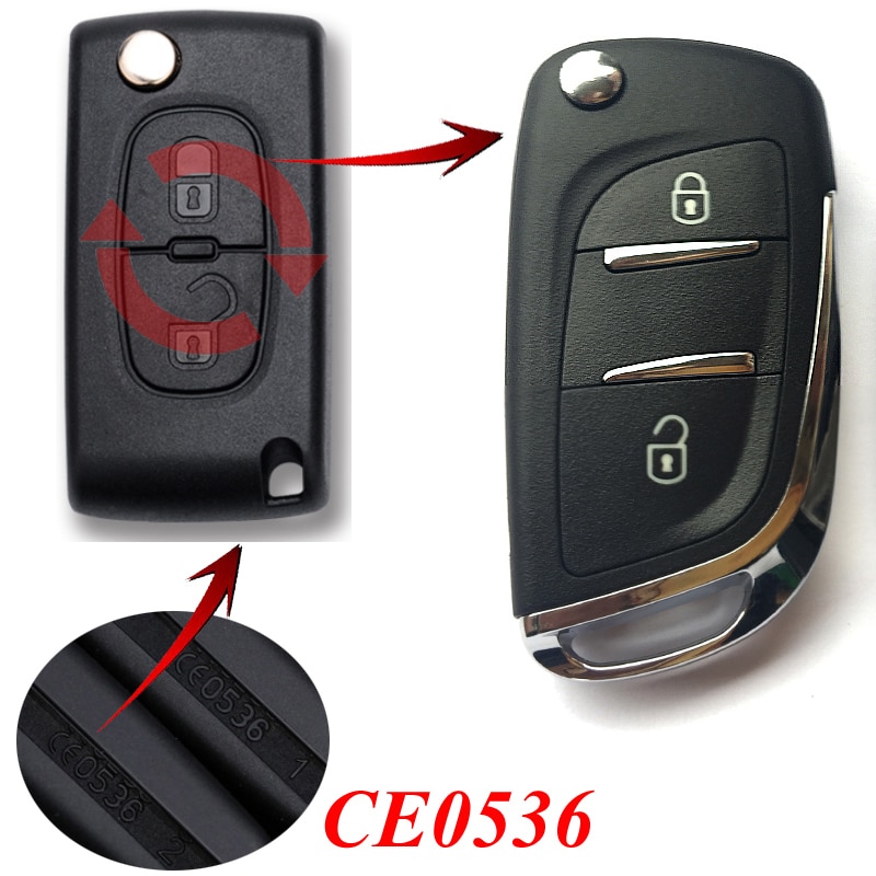 2 3 knappar fällbart nyckelskal för peugeot 308 407 408 607 807 207 307 306 bilfjärrnyckel blank fob  hu83 blad  ce0536