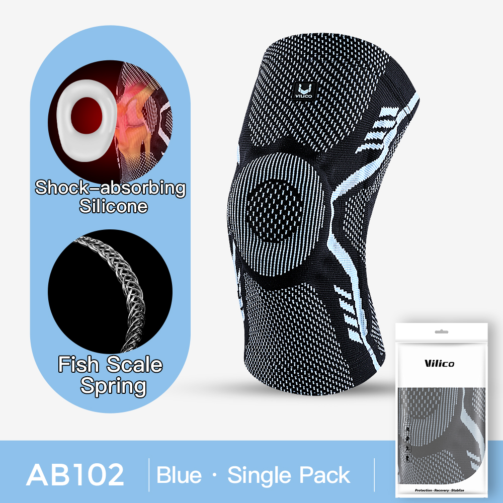 Genouillère élastique respirante pour hommes et femmes, soutien de la rotule, soutien du genou, protection complète, compression, sport, printemps, 1 pièce: M / Bleu