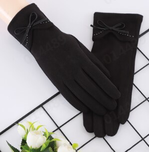 Women's Gloves Touch Screen Gloves Double thick Plush Wrist Women Driving Gloves Winter Ladies Warm Gloves Driving Ski Glove YA: E