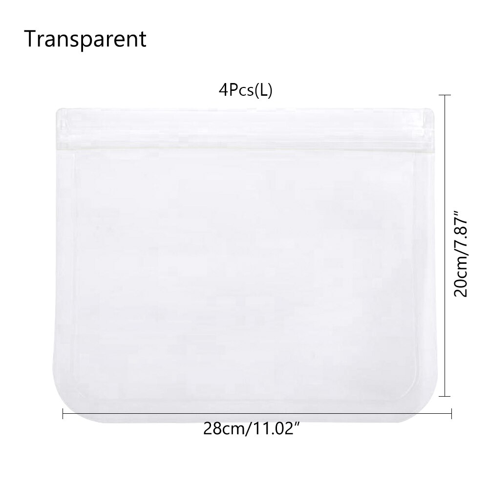 4Pcs Sandwich Pouch Containers Reusable Food Storage Bag Silicone Leakproof Fresh Fruit Pouch Freezer Bags Cup Ziplock Shut: 009