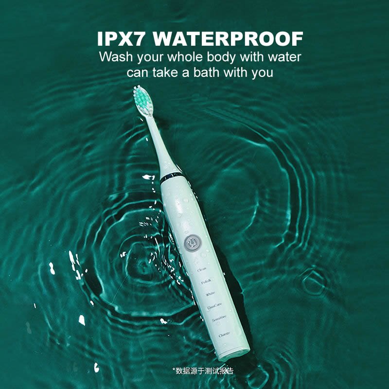 gollinio Sonic Electric Toothbrush Adult Timer Brush 5 Mode USB Charger Rechargeable Tooth Brushes Replacement Heads Set GL12A