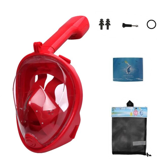 Full Face Snorkeling Scuba Masks Diving Masks Underwater Anti-fog Anti-Leak Safe and waterproof Swimming Pool Equipment: red / S/M