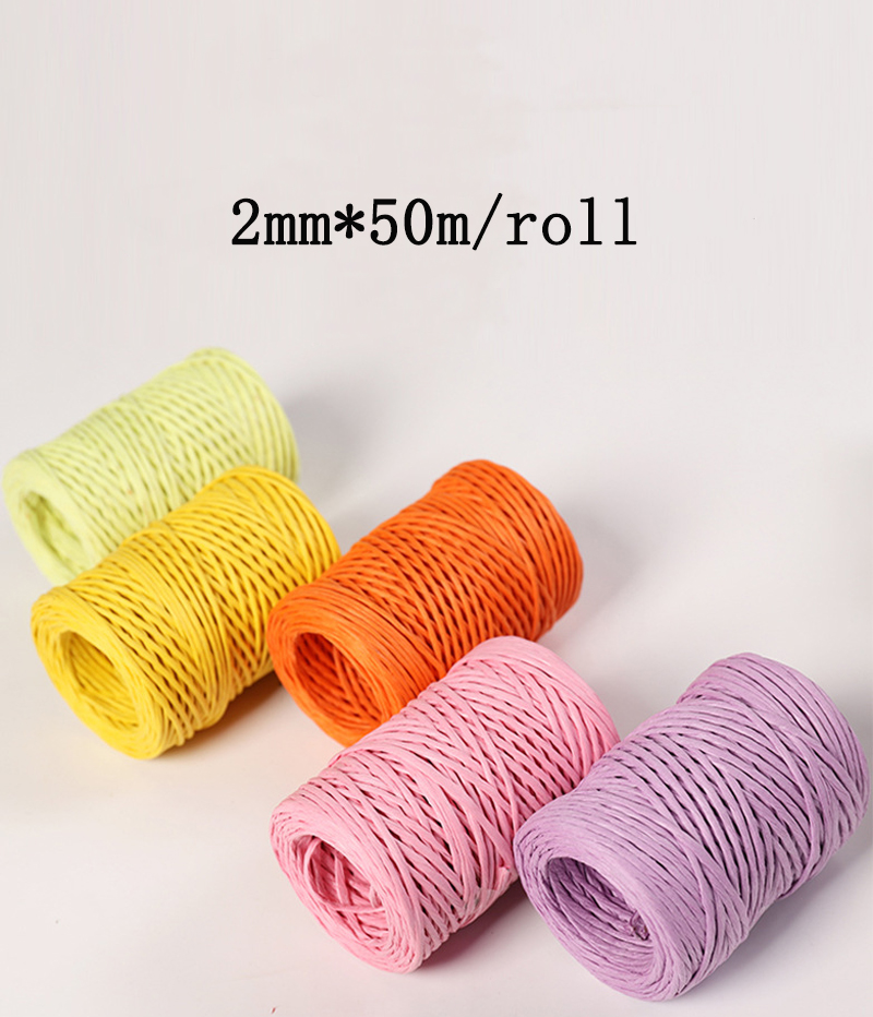 2mm 55 yards With Wire Paper Rope Kindergarten Children Weaving Paper Rattan Handmade DIY Materials To Make Flower Basket Vase