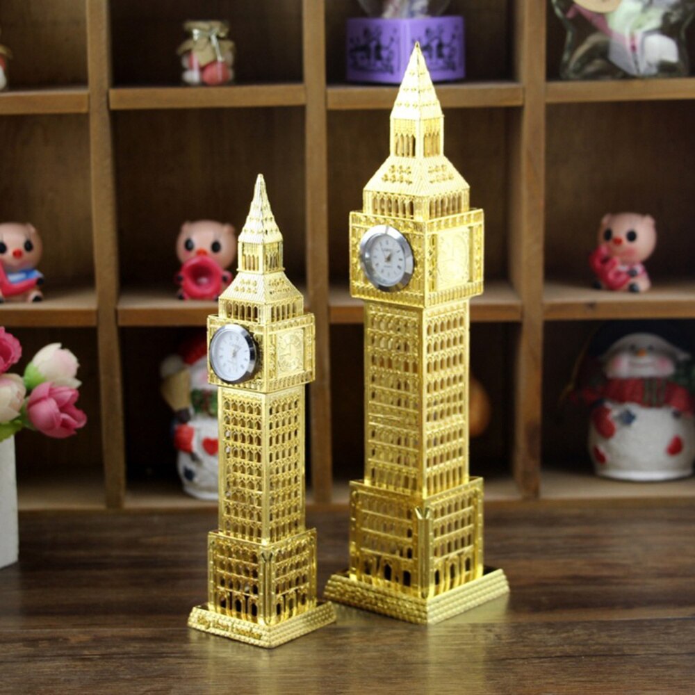 1pc retro brittiska london big ben klocka heminredning metall prydnad hantverk miniatyrer (slumpmässig färg)