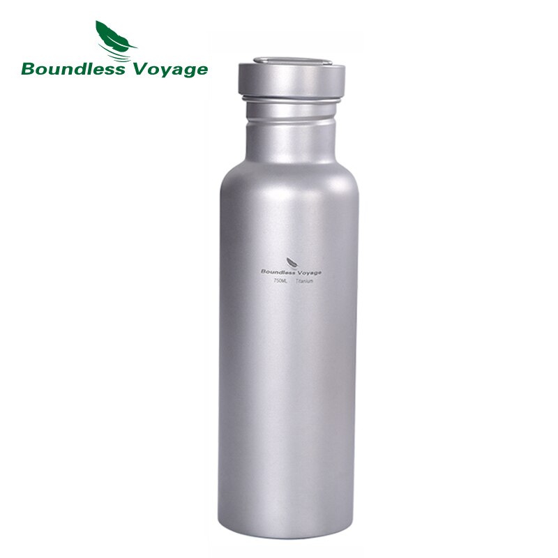 Boundless Voyage 750ml Titanium Sports Bottle with Hanging Lid 420ml Tea Cup Outdoor Camping Cycling Wide-mouth Water Bottle Mug: 750ml Ti3002D