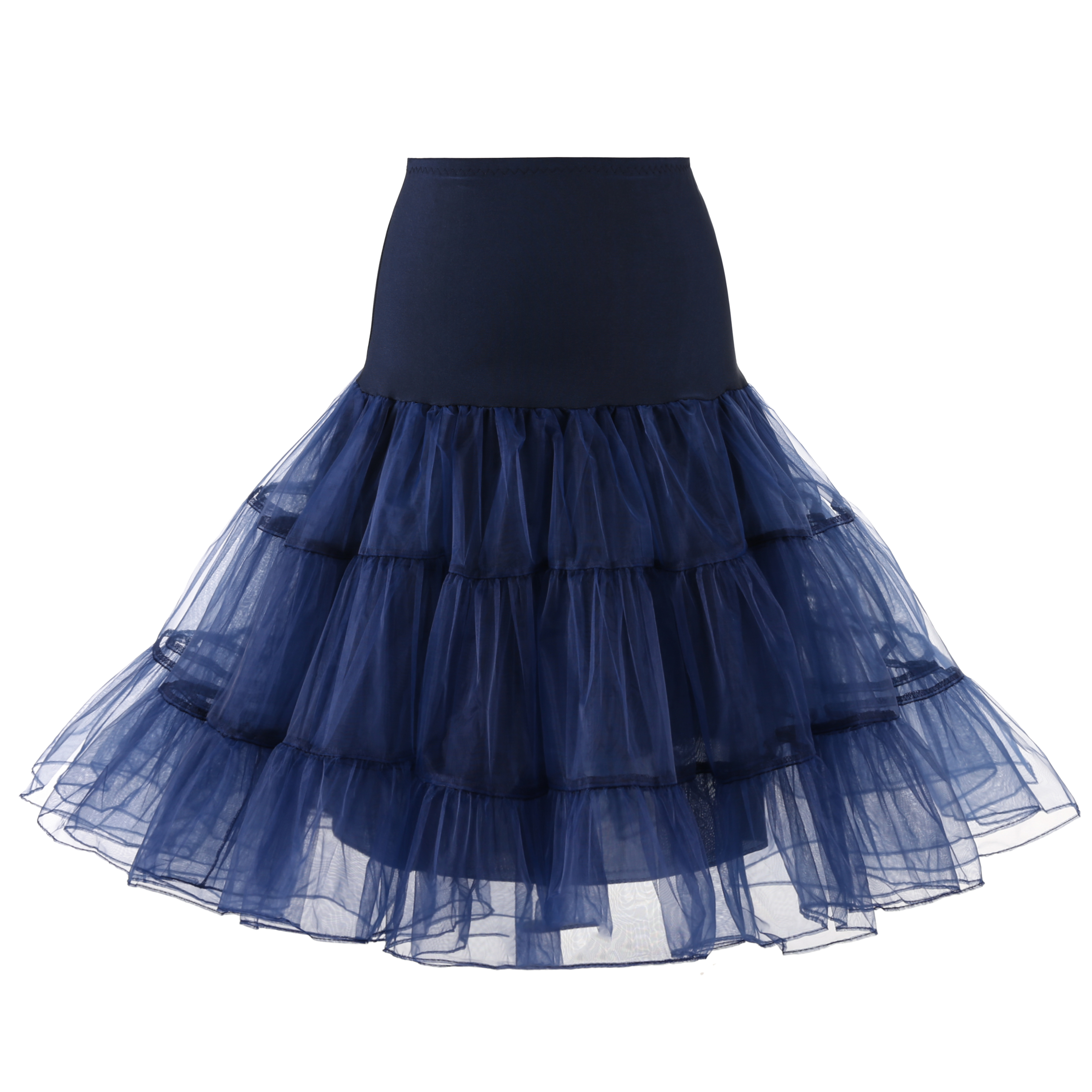 Enagua de tul vintage de los años 50 para mujer, media falda tutú deslizante: S / Azul oscuro