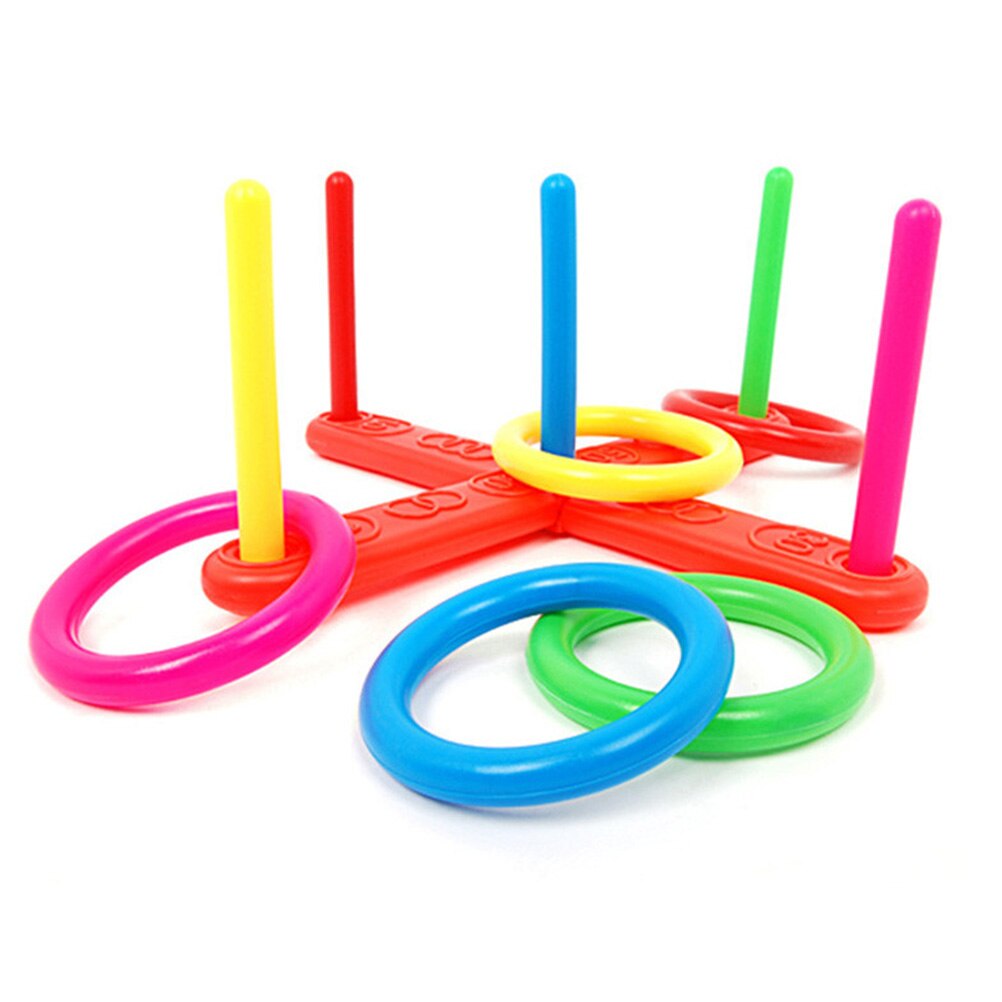 Giocattoli da lancio per bambini Set divertente anello a cerchio Quoits di lancio in plastica gioco da giardino giocattolo da piscina giocattoli sportivi per bambini sviluppo di capacità di movimento
