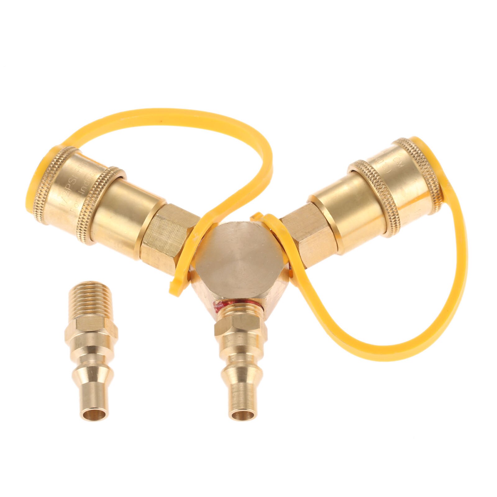 2pcs/kit 1/4inch RV Propane Quick Connect 2-way Y Splitter Adapter+ 1/4" Fitting Hose to Motorhome Tabletop Grill Brass Parts